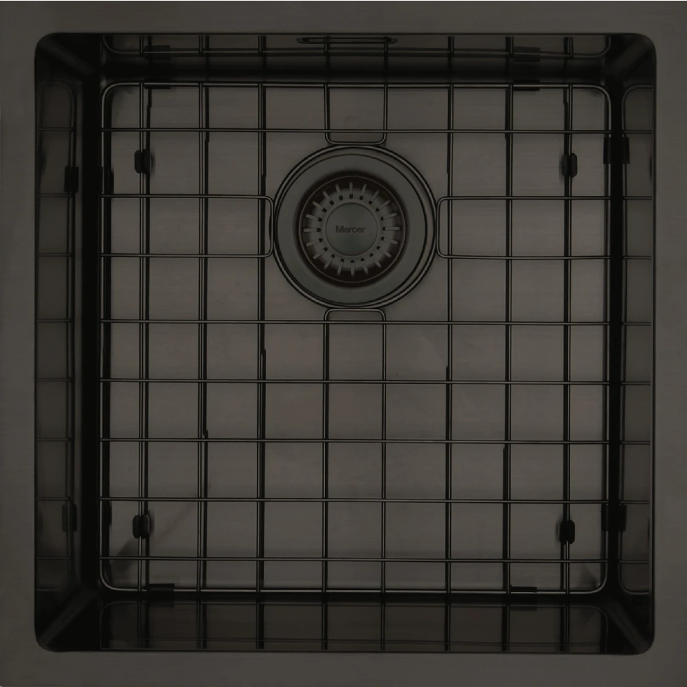 MERCER AURORA SINGLE BOWL WITH MATCHING GRID IN 4 COLOURS - GUN METAL, BRASS, COPPER, BLACK