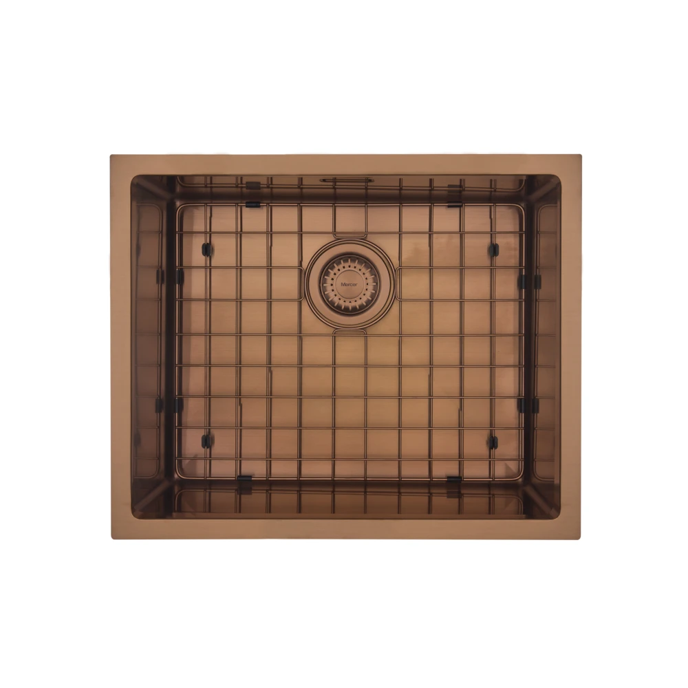 MERCER AURORA SINGLE BOWL WITH MATCHING GRID IN 4 COLOURS - GUN METAL, BRASS, COPPER, BLACK.