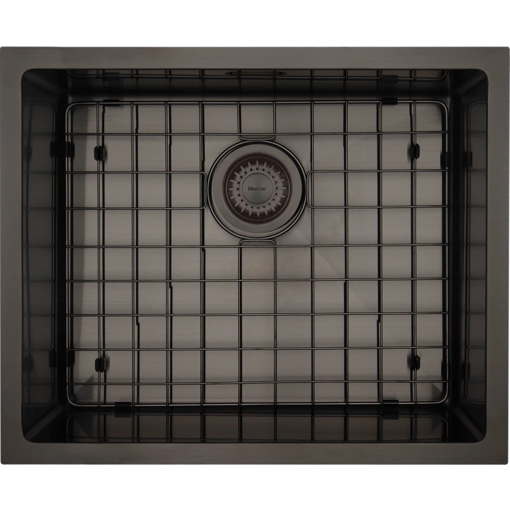 MERCER AURORA SINGLE BOWL WITH MATCHING GRID IN 4 COLOURS - GUN METAL, BRASS, COPPER, BLACK.