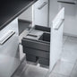 HAILO Cargo-Synchro 3-Compartment Kitchen Bin, 600mm Wide, 1 x 28 and 2 x 13 Litres, Fixed Door Panel