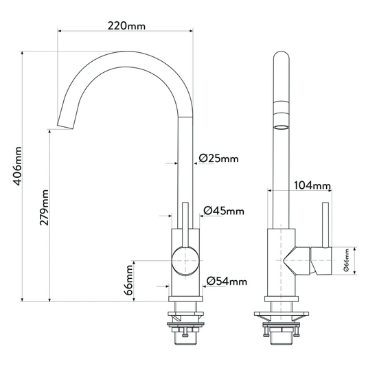 MERCER AM021 PORTO GOOSENECK MIXER STAINLESS STEEL
