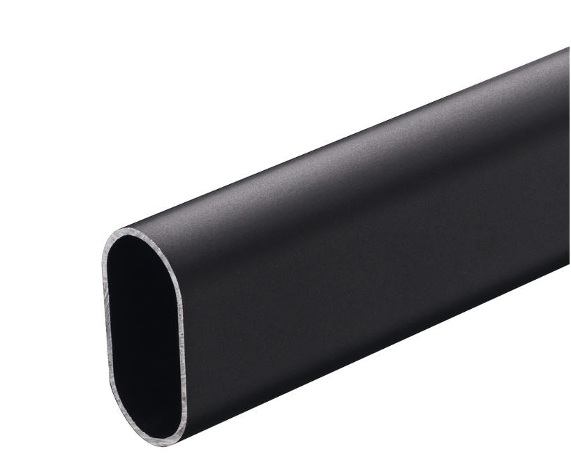 Lohala OVAL WARDROBE RAIL Chrome, Anodised Aluminum, Matt Black, matt Nickel  LENGTH : 3MTR ,HEIGHT : 30mm ,WIDTH : 15mm