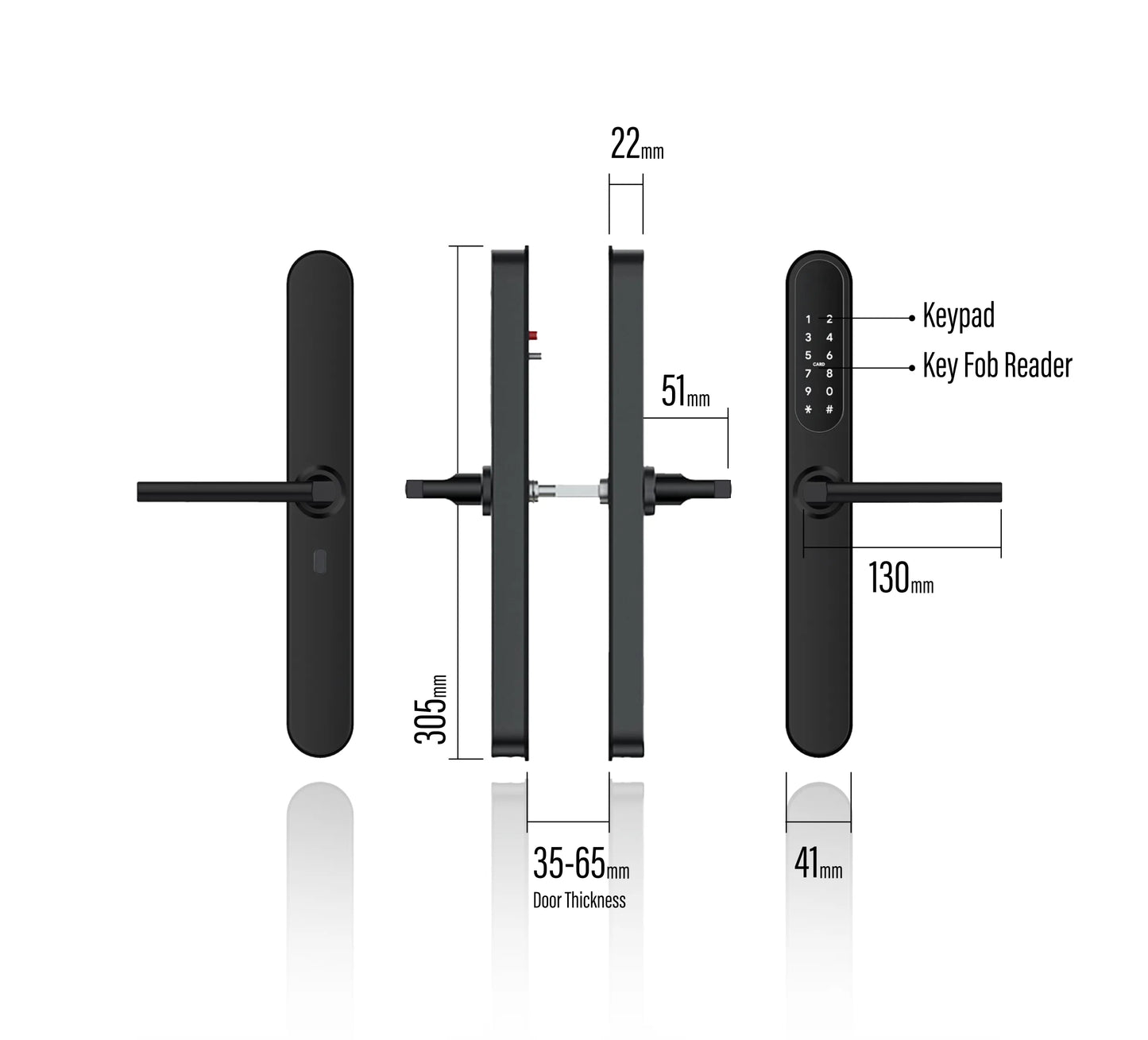 MILES NELSON COMMERCIAL D-LOCK DIGITAL HANDLE SET STAINLESS STEEL  AND MATT BLACK  WITHOUT LOCK BODY
