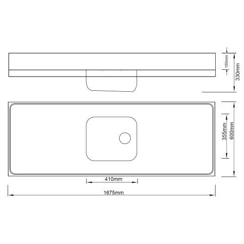 MERCER C4-600 CLASSICLINE SINK BENCH STAINLESS STEEL 600 SERIES  1675X600  CABINET MOUNT 90MM WASTE WITH OVERFLOW 304