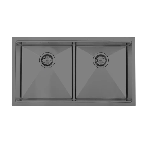 MERCER CWS3838.42 CENTRAL WORKSTATION DOUBLE BOWL WITH ACCESSORIES -STAINLESS STEEL AND GUNMETAL