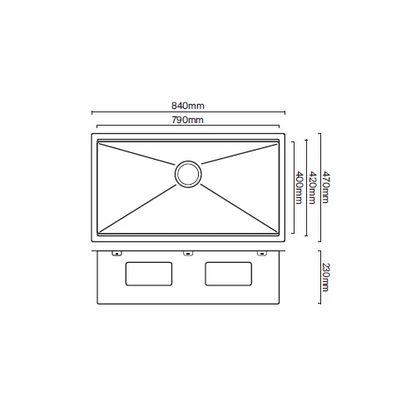 MERCER CWS79.42 CENTRAL WORKSTATION SINGLE  BOWL - LARGE -WITH ACCESSORIES STAINLESS STEEL AND GUNMETAL