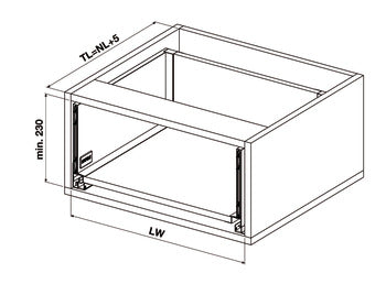 Slimline Drawer Set, Depth 500mm, 550mm x Height 84mm, 135mm, 199mm. Screw On 35 Kg - Matt Black