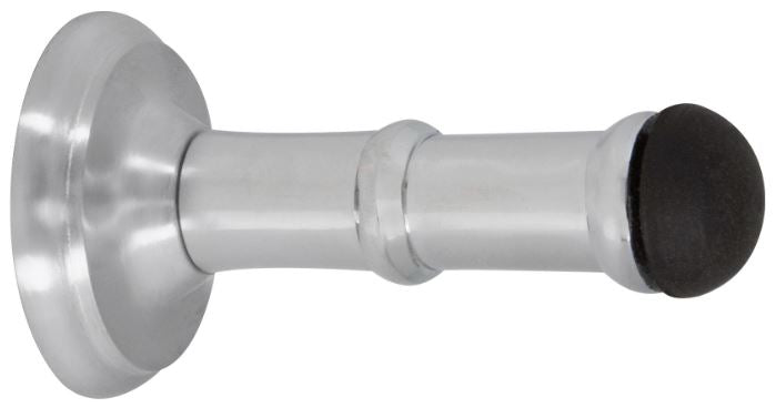 Windsor Premium Wall Mounted Round Doorstop Concealed Skirting Fix 73mm  Chrome Plated