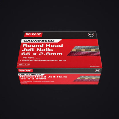 Delfast Ring Galvanised Jolt Round Head Nails 65 x 2.8mm Box 1000