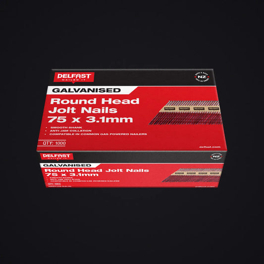 Delfast Smooth Galvanised Jolt Round Head Nails  75 x 3.1mm,90 x 3.1mm Box 1000
