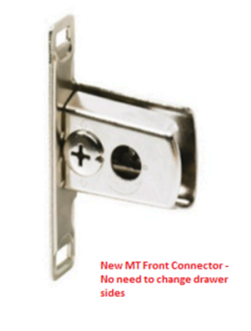 Hettich MultiTech Drawer Front Connector, for screwing on, for System Height: 86, 118, 150, 214