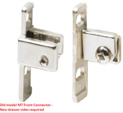 Hettich MultiTech Drawer Front Connector, for screwing on, for System Height: 86, 118, 150, 214
