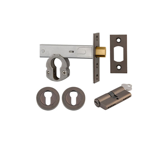 Iver Euro Mortice Deadbolt Kit - 60mm Backset with Round Euro Escutcheon Key / Thumb