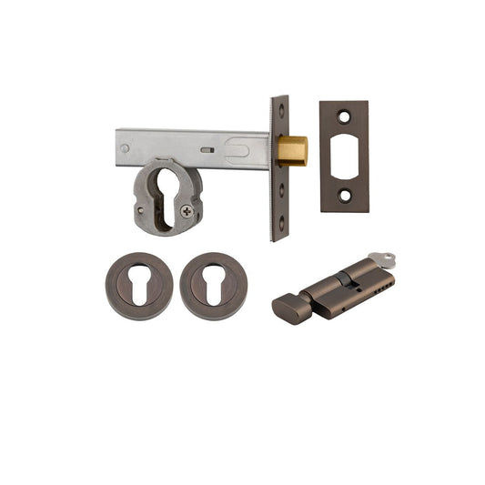 Iver Euro Mortice Deadbolt Kit - 60mm Backset with Round Euro Escutcheon Key / Thumb