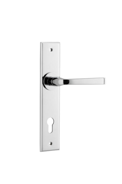 Iver Annecy Door Lever Chamfered Latch Pair, Passage Kit, Privacy Kit , Entrance Kit with High Security Lock -Polished Chrome