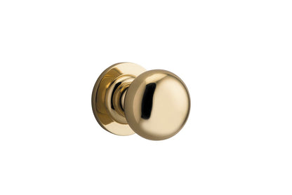 Iver Cambridge Door Knob Rose Round Concealed Fix Pair Passage Kit, Privacy Kit , Entrance Kit with High Security Lock -Polished Brass