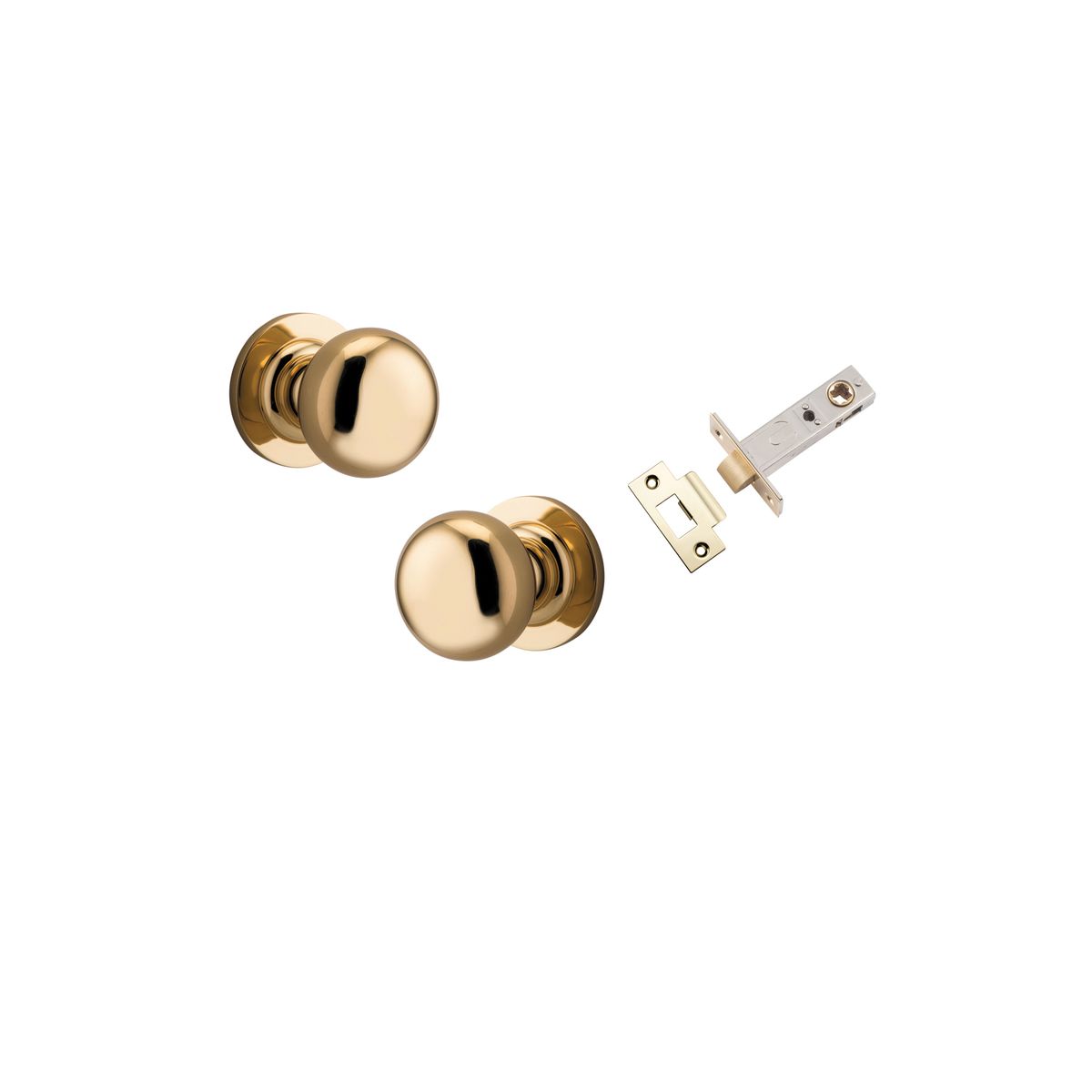 Iver Cambridge Door Knob Rose Round Concealed Fix Pair Passage Kit, Privacy Kit , Entrance Kit with High Security Lock -Polished Brass