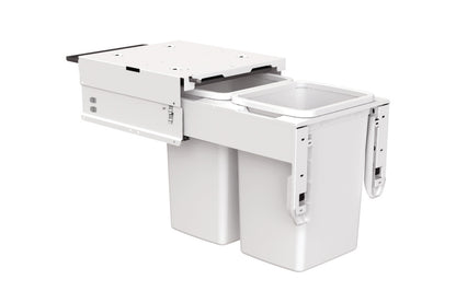 Hideaway Waste Bin System ,Hideaway Concelo Range, 2 x 20Litres Bucket Door pull Width 368mm x Height 440mm  x Depth 525mm - Cinder(Dark grey) ,Arctic White -( Available in 6 Sizes : 1 x 35Ltr ,2 X 13Ltr ,2 x 15Ltr ,2 x 16Ltr ,2 x 20Ltr ,2 x 35Litres )