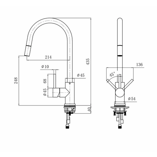 MERCER AM011 LISBON GOOSENECK PULLOUT MIXER STAINLESS STEEL