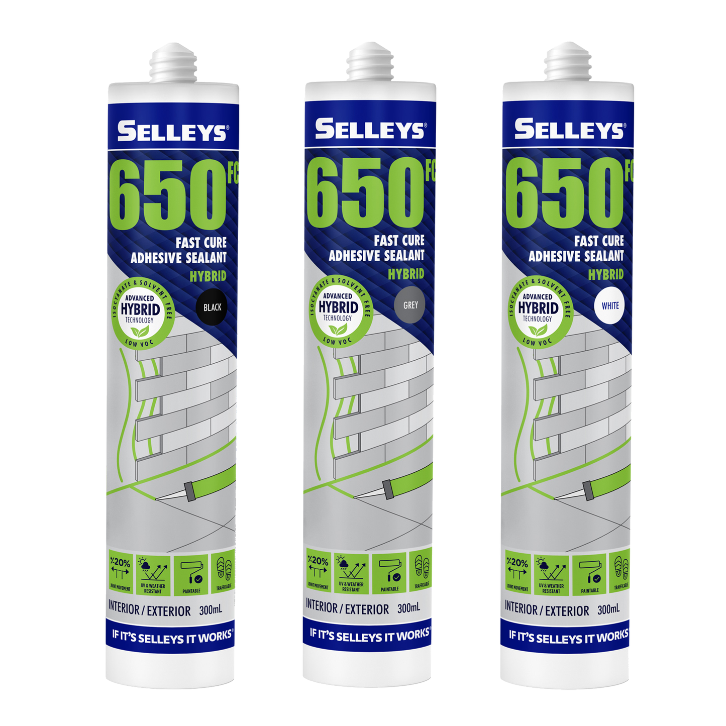 Selleys 650FC Fast Cure Adhesive Sealant 300ml - Box of 12 Cartridge or sausage