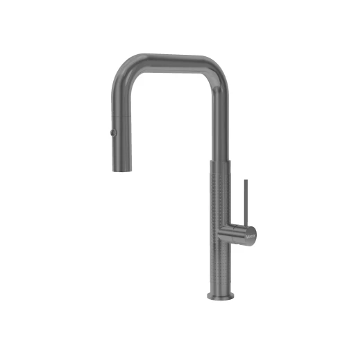 MERCER AM063 SEVILLE PULLOUT J SHAPE SPRAY MIXER GUNMETAL PVD TEXTURE