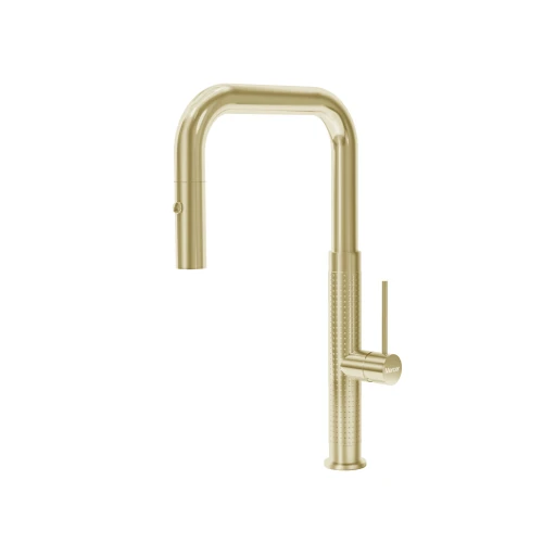 MERCER AM067 SEVILLE PULLOUT J SHAPE SPRAY MIXER BRASS PVD TEXTURE