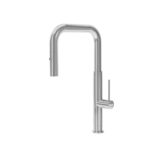 MERCER AM061  SEVILLE PULLOUT J SHAPE SPRAY MIXER STAINLESS STEEL TEXTURE