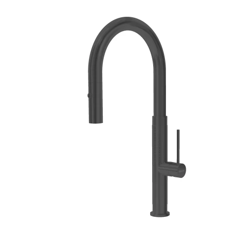 MERCER AM072 PRAGUE GOOSENECK PULLOUT SPRAY MIXER BLACK PVD TEXTURE