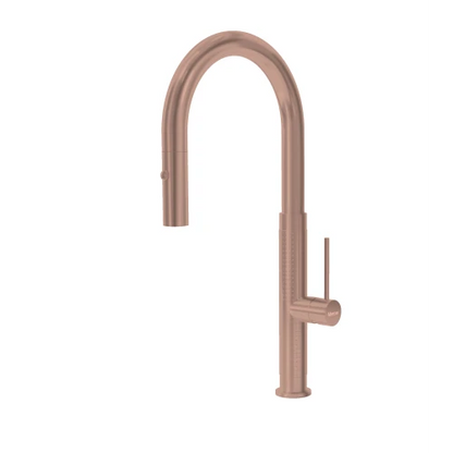MERCER  PRAGUE GOOSENECK PULLOUT  SPRAY MIXER 5 COLOURS - STAINLESS STEEL, GUN METAL, BLACK. COPPER, BRASS.
