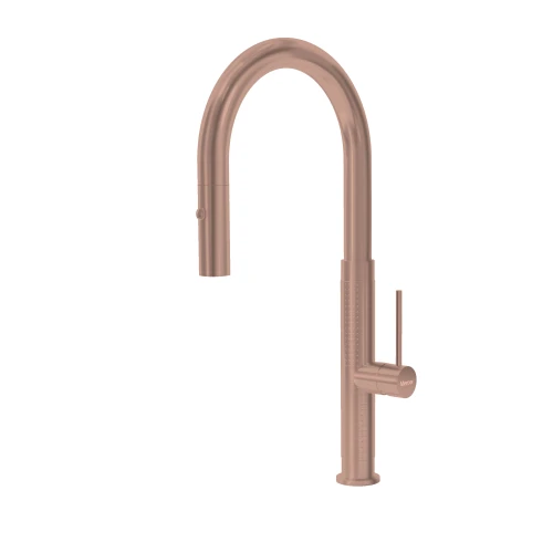 MERCER AM075 PRAGUE GOOSENECK PULLOUT SPRAY MIXER COPPER PVD TEXTURE