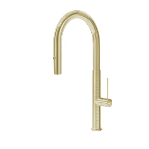 MERCER AM077 PRAGUE GOOSENECK PULLOUT SPRAY MIXER BRASS PVD TEXTURE