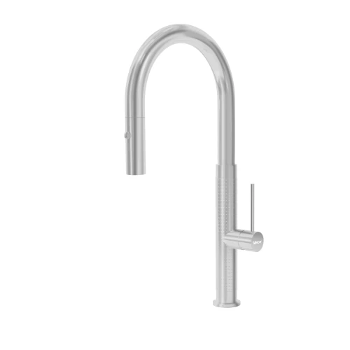 MERCER AM071 PRAGUE GOOSENECK PULLOUT SPRAY MIXER STAINLESS STEEL TEXTURE