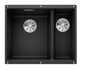 Blanco Germany Subline 340/160 -U Double Bowl Sink,( Width 340 & 160mm x Depth 190 & 130mm )  Blanco Silgranit Range- Available in 4 Colours :  Anthracite ,Rock Grey ,White ,Alu-Metallic
