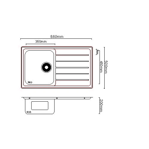 MERCER UBD35.41 URBAN SINGLE BOWL WITH DRAINER