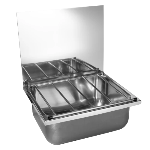 MERCER X1 CLEANER SINK BUCKET WITH GRID -1.6MM BACK/LEFT UPSTAND 40MM WASTE WITH AND WITHOUT OVERFLOW 304