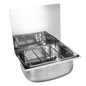 MERCER XL CLEANER SINK BUCKET WITH GRID -0.8MM BACK/RIGHT UPSTAND 90/40MM WASTE WITH AND WITH OUT OVERFLOW 304