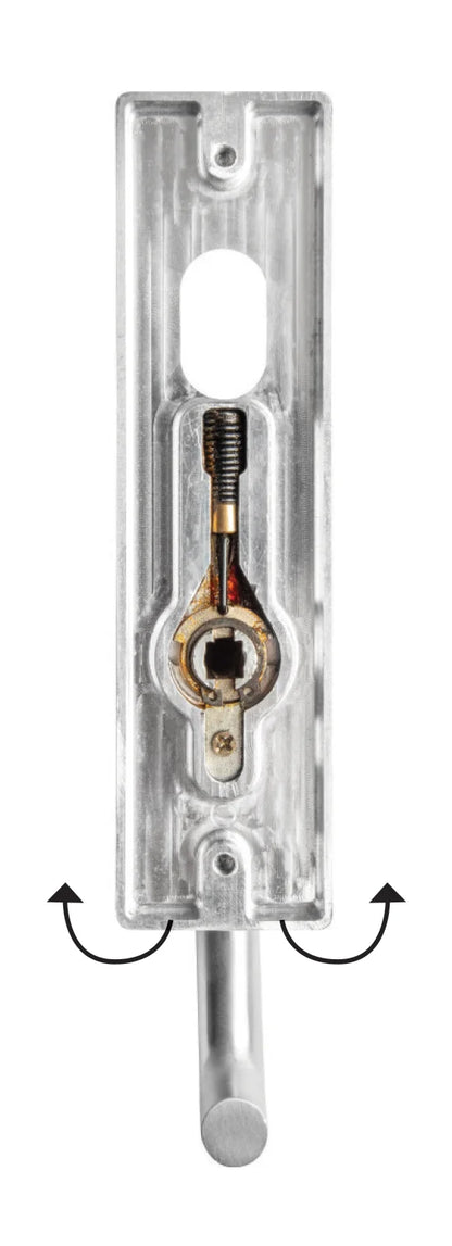 MILES NELSON COMMERCIAL 90 LEVER ON WIDE LONG PLATE - INTERNAL / LEVER / CYLINDER HOLE SATIN CHROME ON BRASS & MATT BLACK