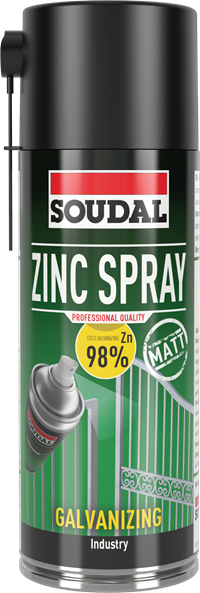 SOUDAL ZINC SPRAY 98% ACRYL MATT 400ML -  PRICED PER UNIT - MINIMUM ORDER QUANTITY 12 UNITS
