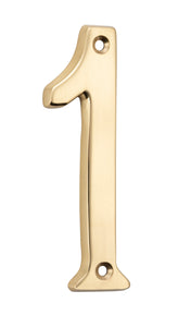 Numeral 1 Polished Brass H100mm