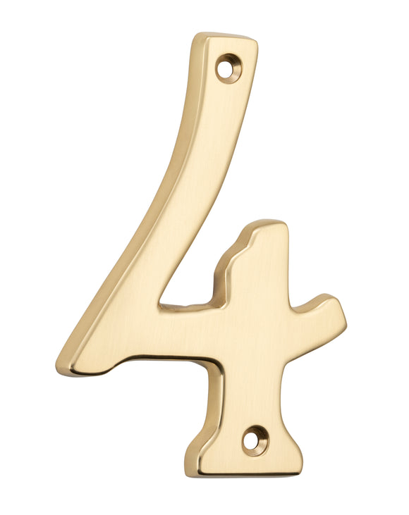 Numeral 4 Polished Brass H100mm