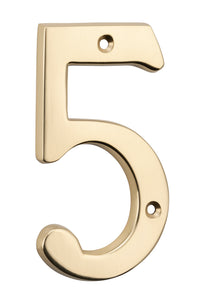 Numeral 5 Polished Brass H100mm