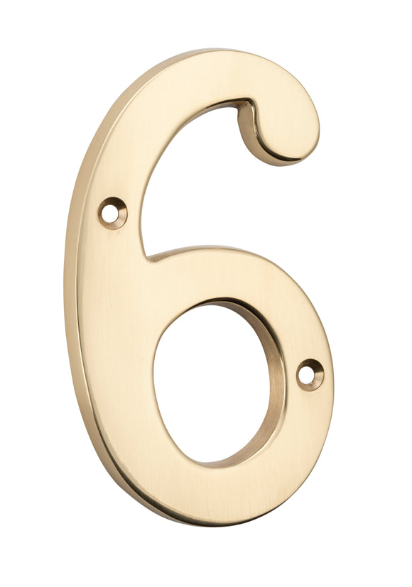 Numeral 6 Polished Brass H100mm