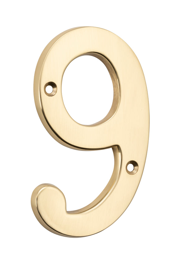 Numeral 9 Polished Brass H100mm
