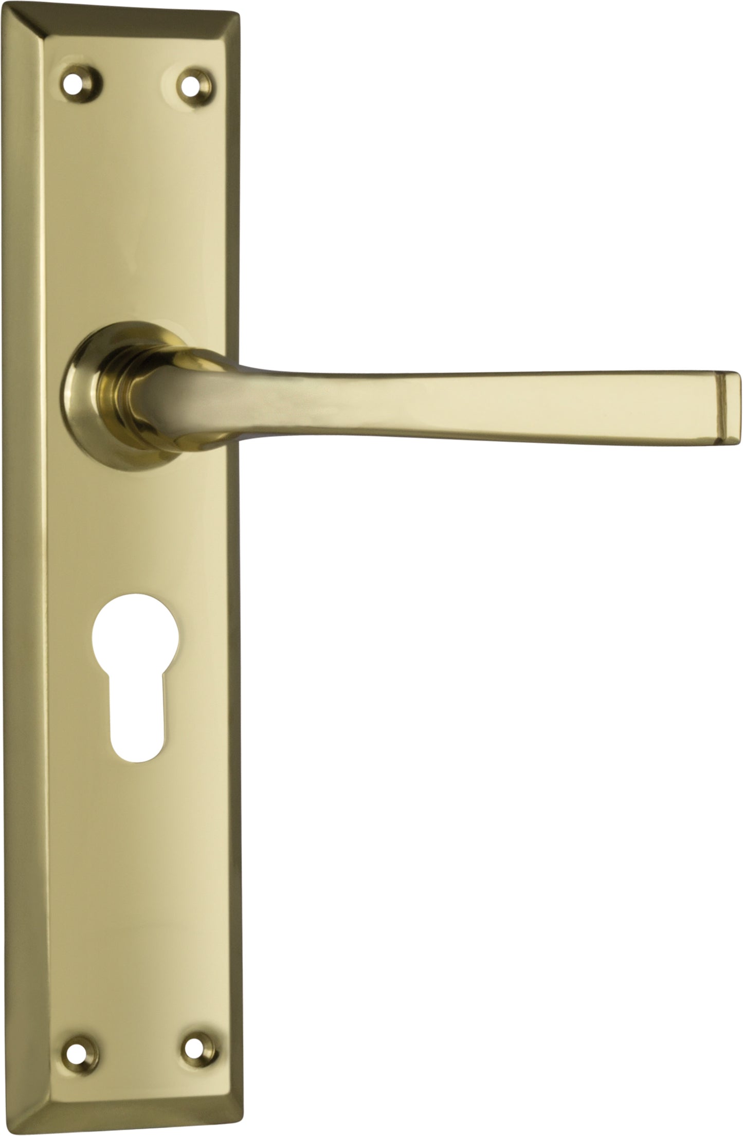 Door Lever Menton Euro Pair Polished Brass H225xW50xP75mm