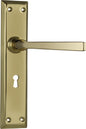 Door Lever Menton Lock Pair Polished Brass H225xW50xP75mm
