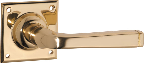 Door Lever Menton Square Rose Pair Polished Brass H60xW60xP70mm