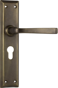 Door Lever Menton Euro Pair Antique Brass H225xW50xP75mm
