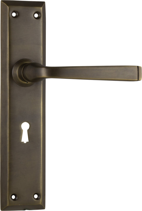 Door Lever Menton Lock Pair Antique Brass H225xW50xP75mm