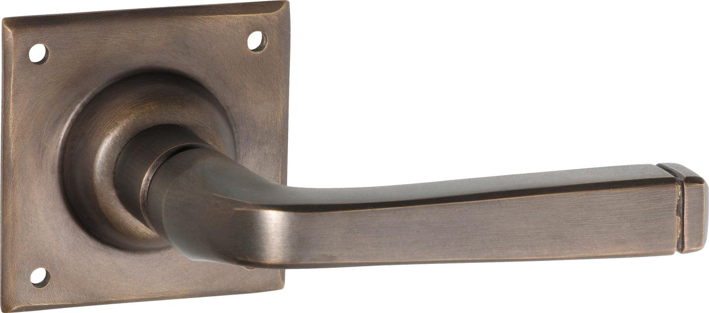 Door Lever Menton Square Rose Pair Antique Brass H60xW60xP70mm