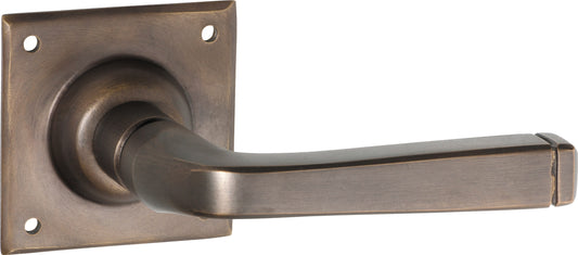 Door Lever Menton Square Rose Pair Antique Brass H60xW60xP70mm